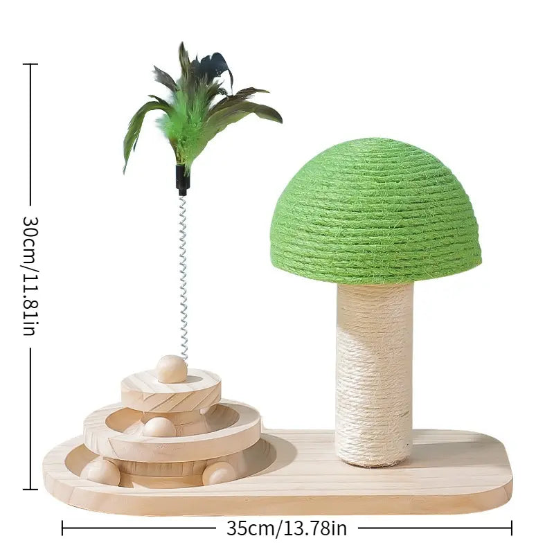 Interactive Cat Ferris Wheel Toy - Wooden Sisal Scratcher with Rolling Ball Track for Indoor Entertainment and Furniture Protection