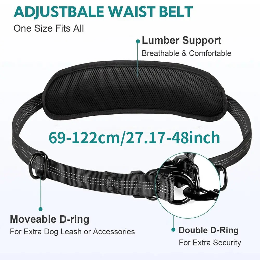 Pipidodo Hands-Free Dog Leash with Waist Bag and Cushioned Pad – Ideal for Running, Walking, and Active Lifestyles, Shock-Absorbing Design for Single and Dual Dogs