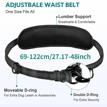 Pipidodo Hands-Free Dog Leash with Waist Bag and Cushioned Pad – Ideal for Running, Walking, and Active Lifestyles, Shock-Absorbing Design for Single and Dual Dogs