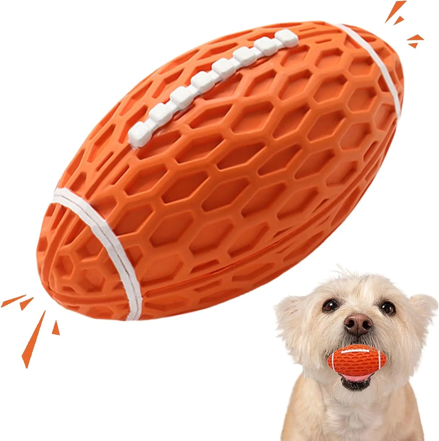 Durable Rubber Dog Football Toy for Aggressive Chewers - Floating Fetch Ball for Medium to Large Dogs, Ideal for Interactive Outdoor Play