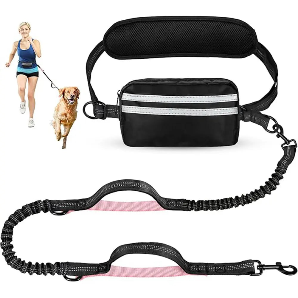 Pipidodo Hands-Free Dog Leash with Waist Bag and Cushioned Pad – Ideal for Running, Walking, and Active Lifestyles, Shock-Absorbing Design for Single and Dual Dogs