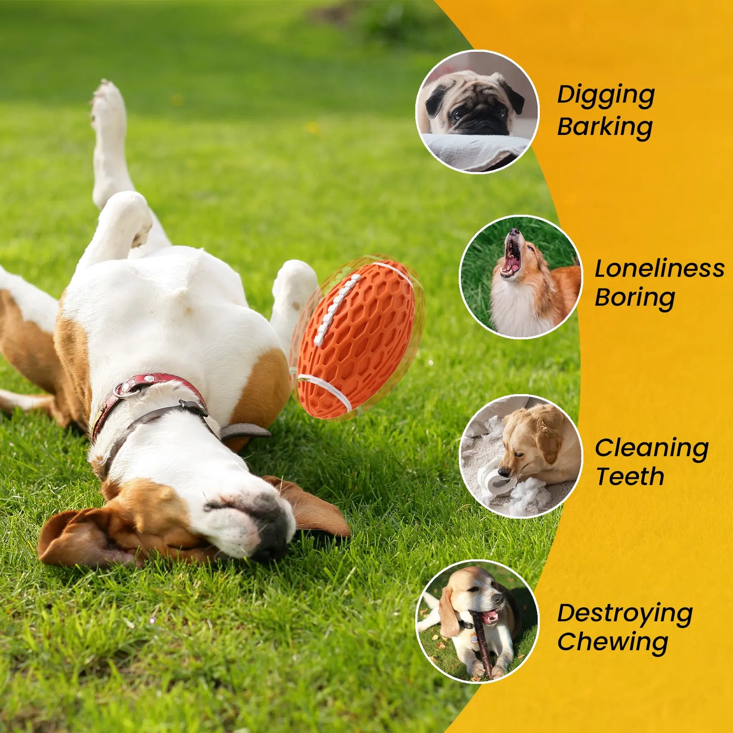 Durable Rubber Dog Football Toy for Aggressive Chewers - Floating Fetch Ball for Medium to Large Dogs, Ideal for Interactive Outdoor Play