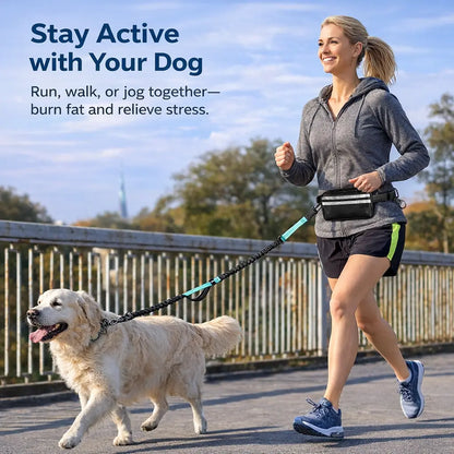 Pipidodo Hands-Free Dog Leash with Waist Bag and Cushioned Pad – Ideal for Running, Walking, and Active Lifestyles, Shock-Absorbing Design for Single and Dual Dogs
