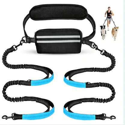 Pipidodo Hands-Free Dog Leash with Waist Bag and Cushioned Pad – Ideal for Running, Walking, and Active Lifestyles, Shock-Absorbing Design for Single and Dual Dogs