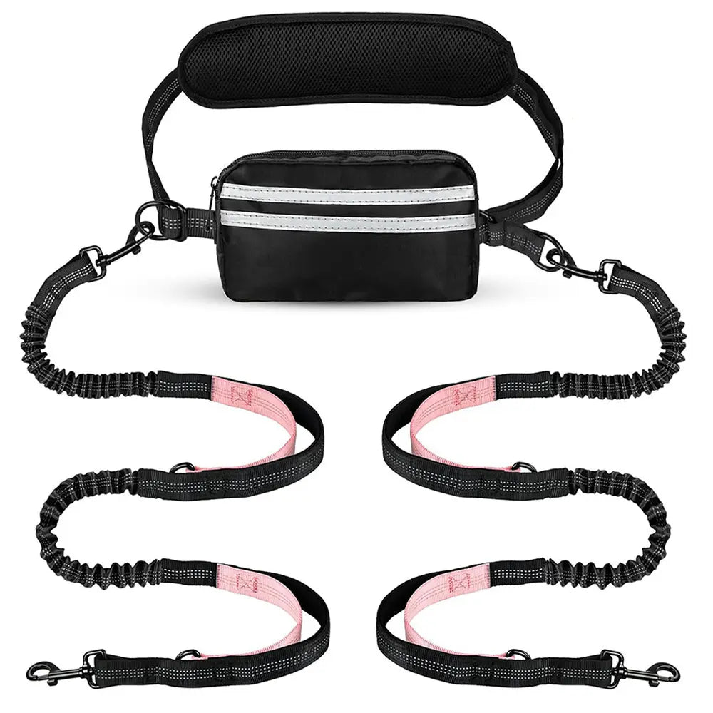 Pipidodo Hands-Free Dog Leash with Waist Bag and Cushioned Pad – Ideal for Running, Walking, and Active Lifestyles, Shock-Absorbing Design for Single and Dual Dogs