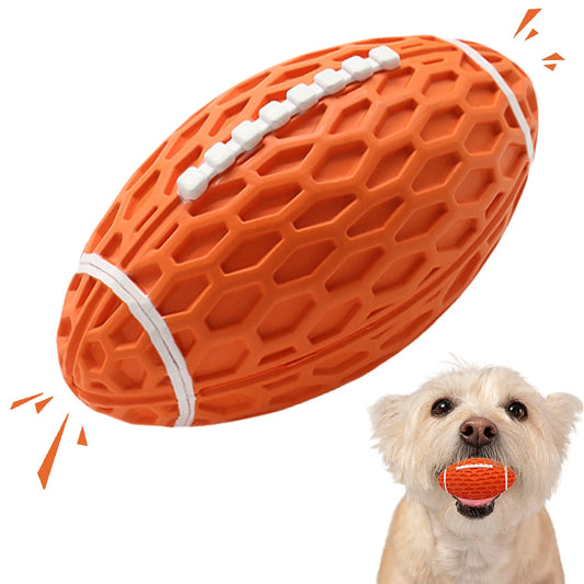 Durable Rubber Dog Football Toy for Aggressive Chewers - Floating Fetch Ball for Medium to Large Dogs, Ideal for Interactive Outdoor Play