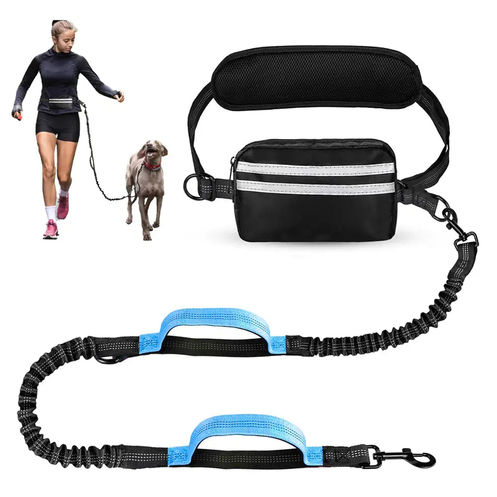 Pipidodo Hands-Free Dog Leash with Waist Bag and Cushioned Pad – Ideal for Running, Walking, and Active Lifestyles, Shock-Absorbing Design for Single and Dual Dogs