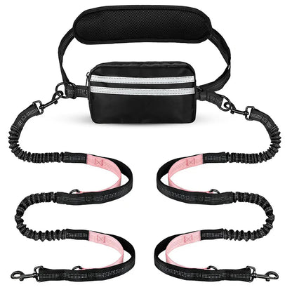 Pipidodo Hands-Free Dog Leash with Waist Bag and Cushioned Pad – Ideal for Running, Walking, and Active Lifestyles, Shock-Absorbing Design for Single and Dual Dogs