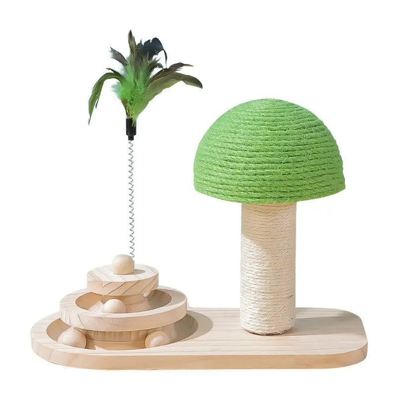 Interactive Cat Ferris Wheel Toy - Wooden Sisal Scratcher with Rolling Ball Track for Indoor Entertainment and Furniture Protection