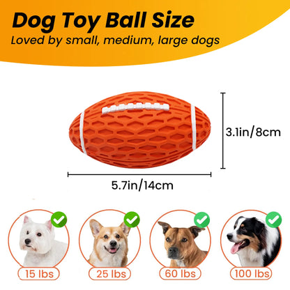Durable Rubber Dog Football Toy for Aggressive Chewers - Floating Fetch Ball for Medium to Large Dogs, Ideal for Interactive Outdoor Play