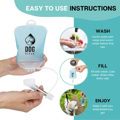 Portable Dog Water Pouch with Stainless Steel Sipper – Lightweight Lick-To-Sip Design for Walks, Hikes, and Travel – Ideal Hydration Solution for Active Dogs.
